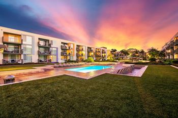 Pool view in twilight